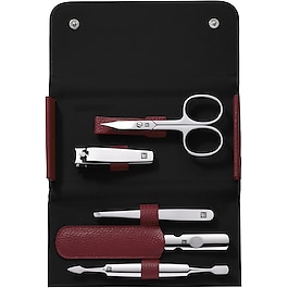 Maniküre Pediküre Set 5tlg. Mit Nagelknipser, Leder, Rot